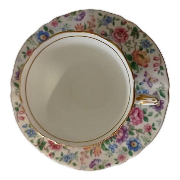 Crown Staffordshire Springtime Tea Cup Saucer Floral Fine Bone China England - Picture 9 of 16